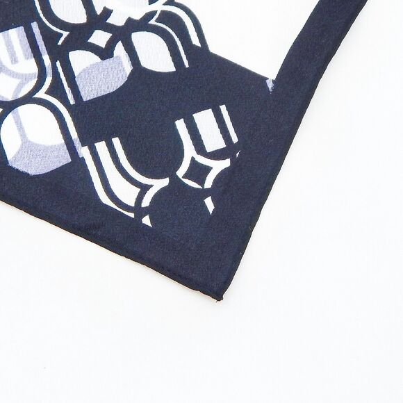 BCBGMaxazria Black White Geometric Design Silk Print Scarf Machine Edge 24 Inch - Picture 5 of 5